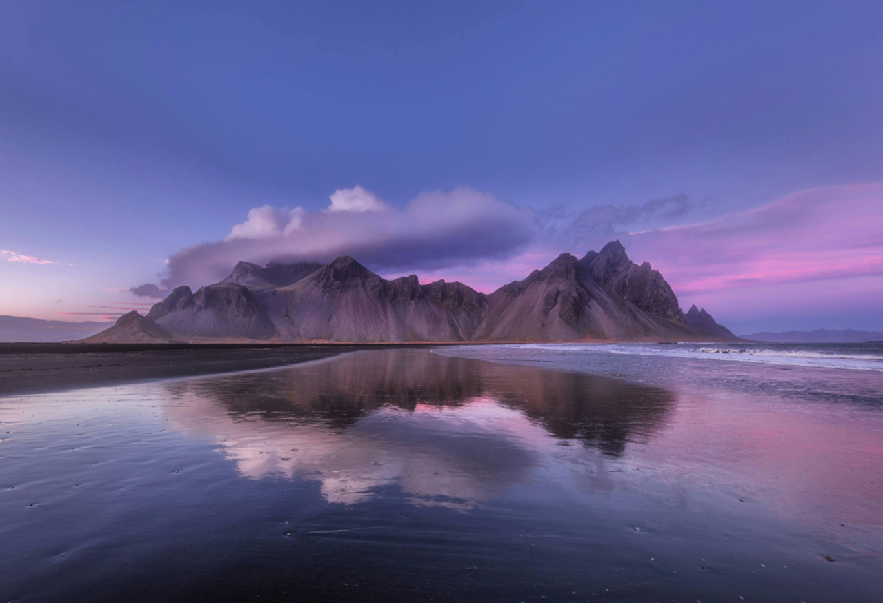 Mountain range with cloud cover
