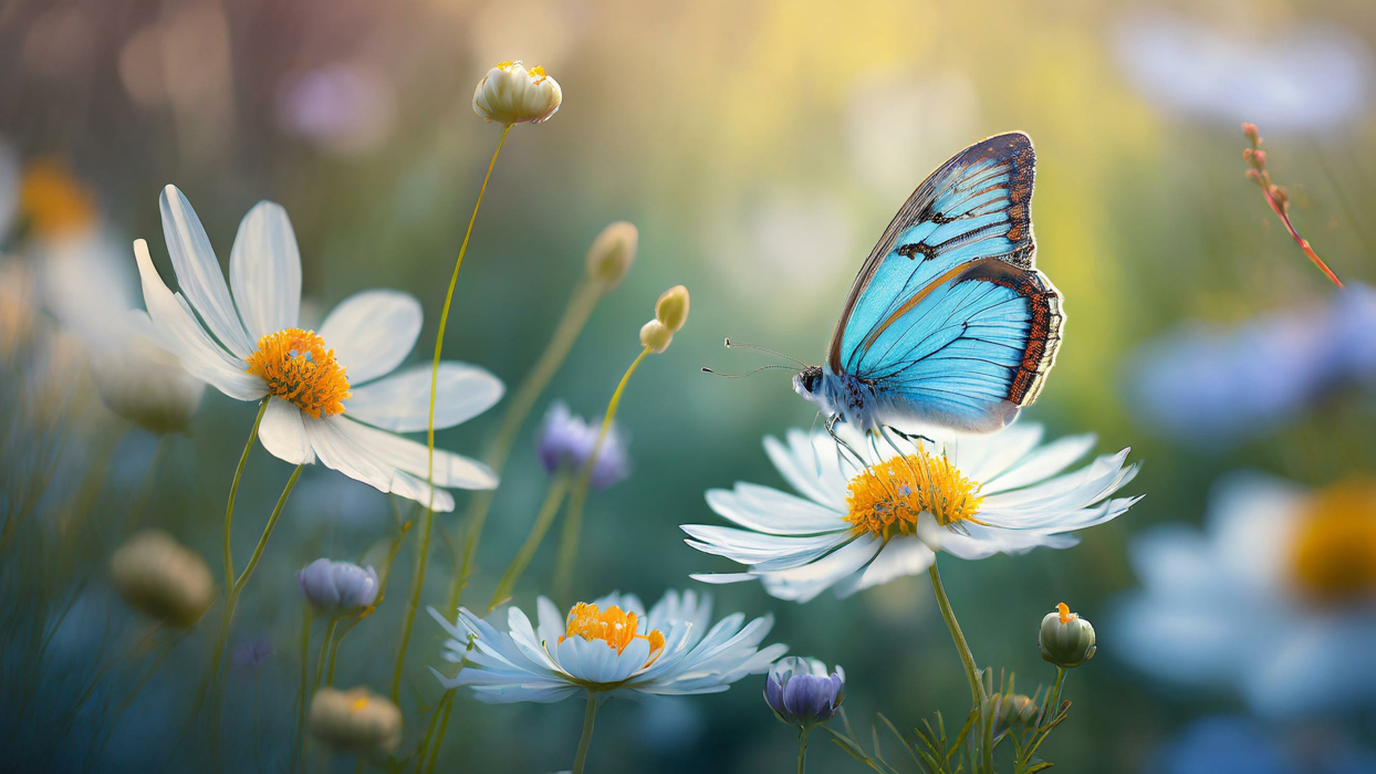Butterfly on daisies