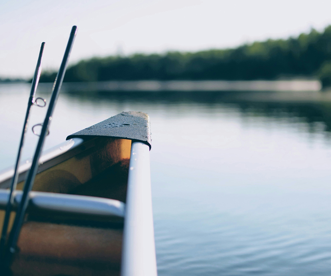 Fishing boat on a calm lake