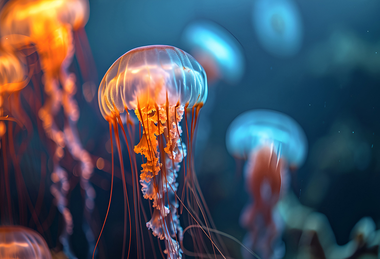 Jellyfish floating in water